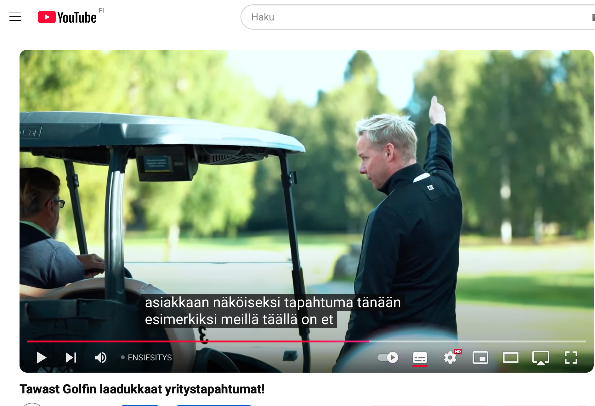 Tawast Golfin yritystapahtumat, katso video youtubessa