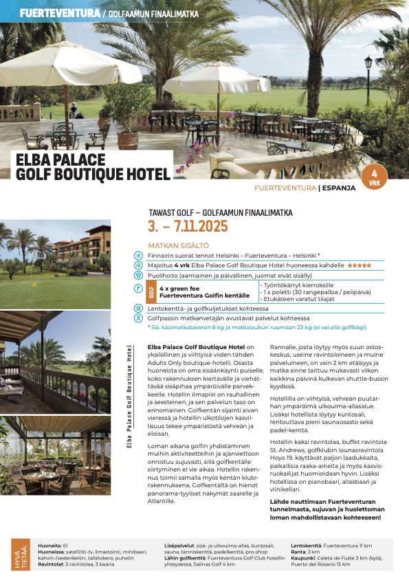 2025 golfaamu Matkaesite-Elba Palace Golf Boutique Hotel_3. – 7.11.2025_ Tawast (kopio) FINAALIMATKA 2025