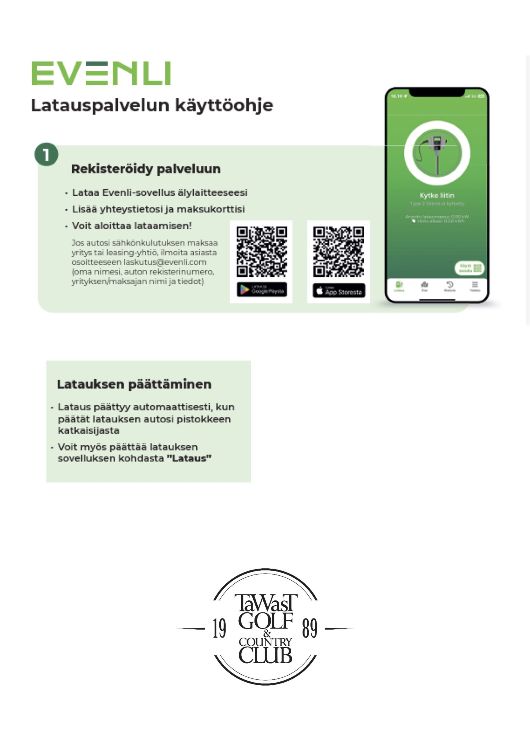 Tawast Golf sähköauton latausohjeet[51]